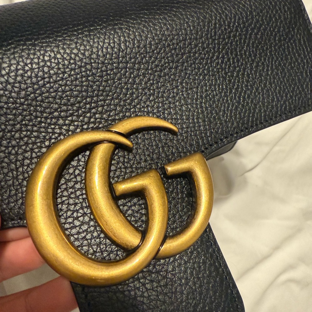 Black Leather Chain Shoulder Bag - Picture 3 of 5